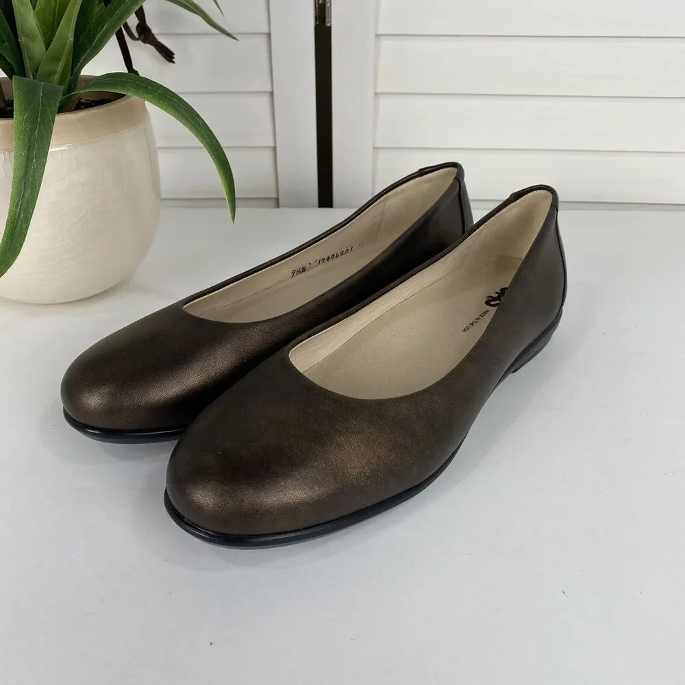 NWOB SAS Scenic Ballet Flat Bronze Metallic Slip On Comfort Shoe Women Size 9.5N